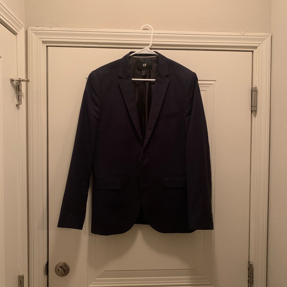 H&M navy blue suit Jacket 40R slim fit